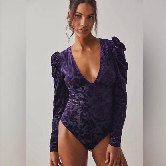 1. NWT Magic Hour Velvet Purple Bodysuit - Picture 1 of 4